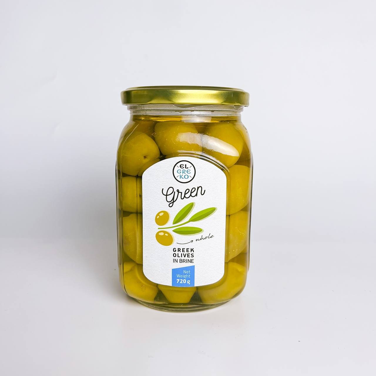 EL GREKO. ОЛИВКИ СТОЛОВЫЕ ЗЕЛЕНЫЕ В РАССОЛЕ, СТ.Б., 720Г