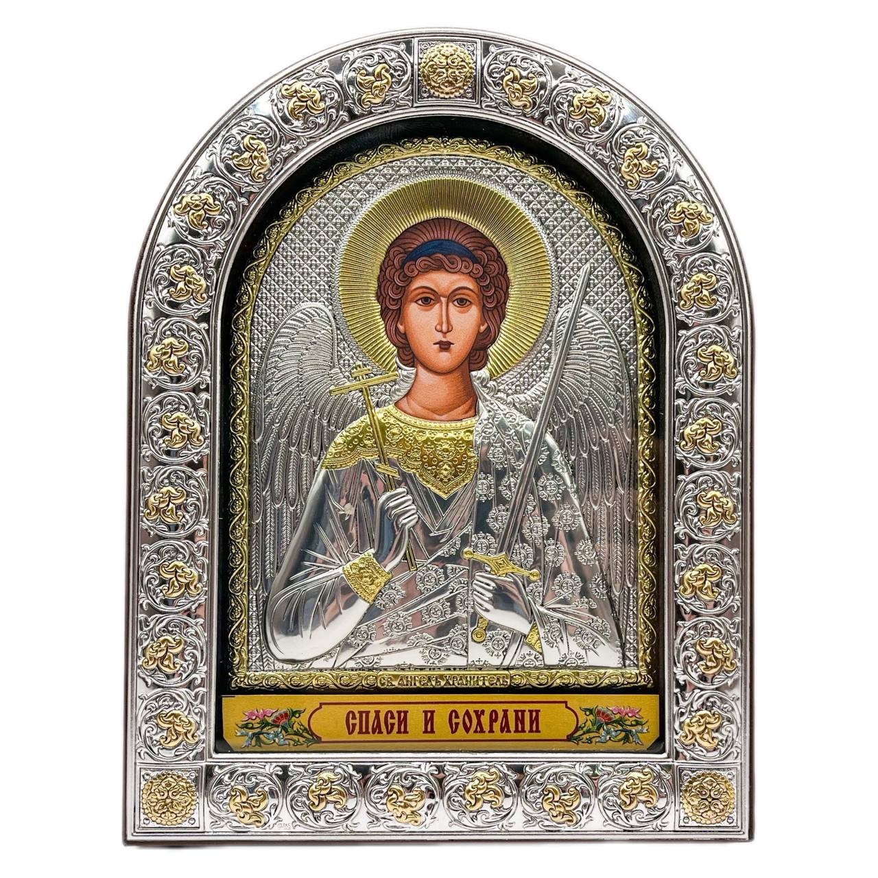 Икона Ангел Хранитель (160х210 мм), кожаная основа со стеклом, Греция