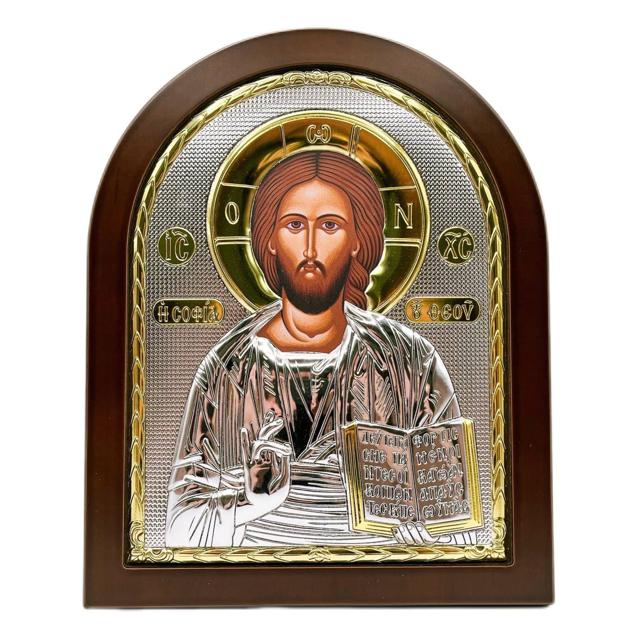Икона "Спаситель" (198х247 мм), серебро, Греция