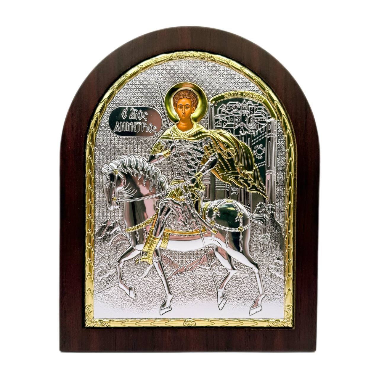 Икона Святой Дмитрий (198х247 мм), серебро, Греция