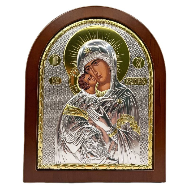 Икона "Владимирская" (198х247 мм), серебро, Греция