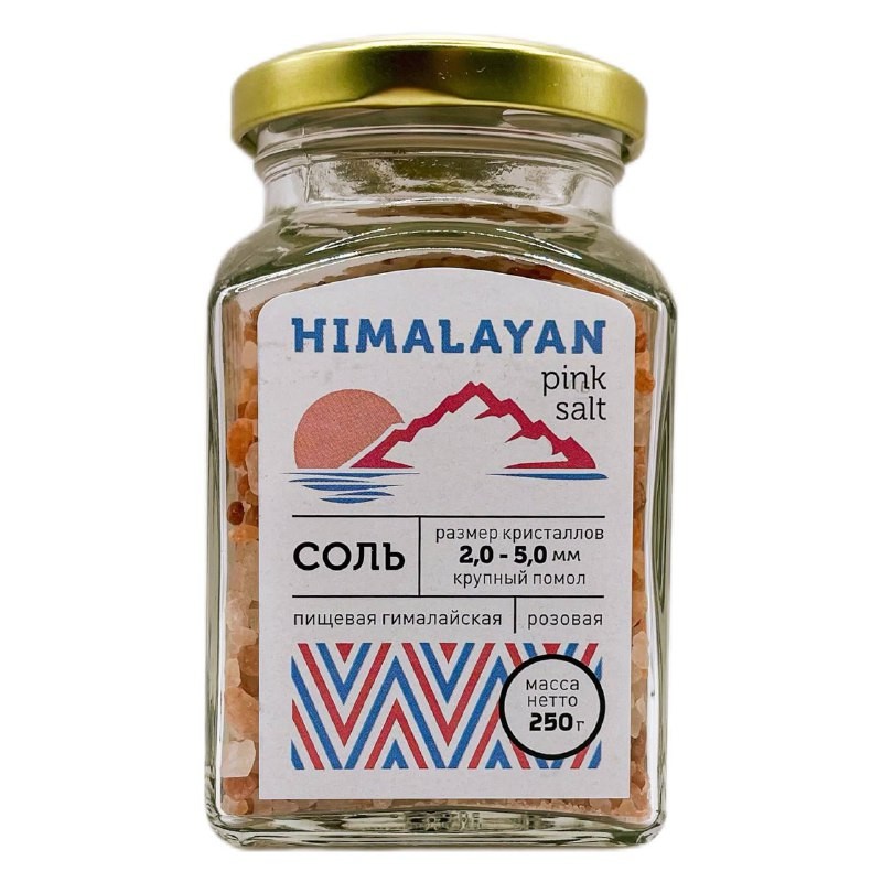 Соль розовая Гималайская крупная, ст.банка, 250г