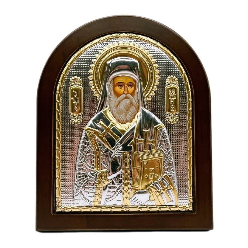 Икона "Нектарий Эгинский" (147х180 мм), серебро, Греция