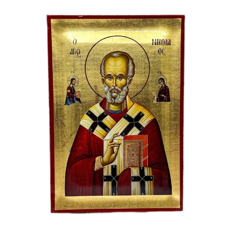 Икона Святой Николай, 14х20 см, дерево, Греция