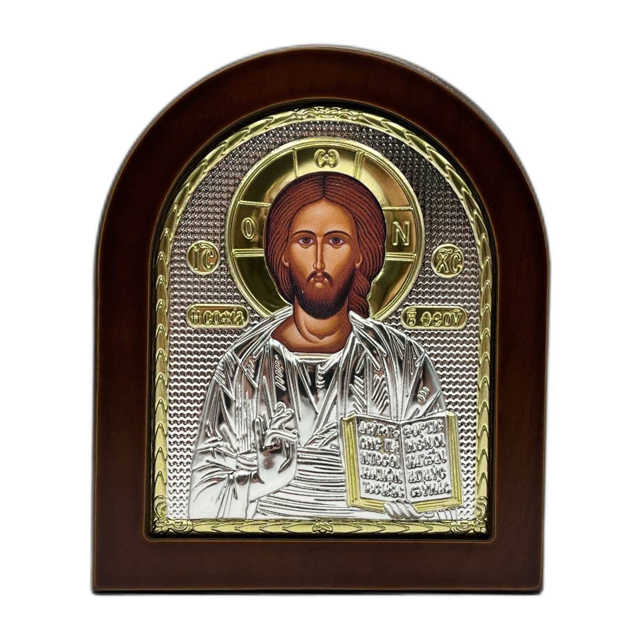Икона "Спаситель" (107х128 мм), серебро, Греция