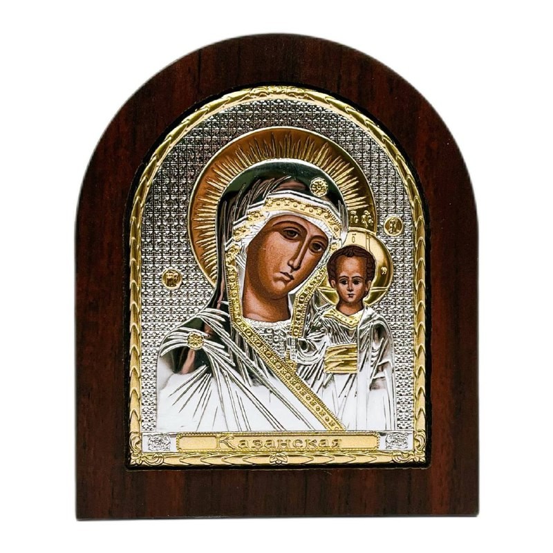 Икона "Казанская" (107х128 мм), серебро, Греция