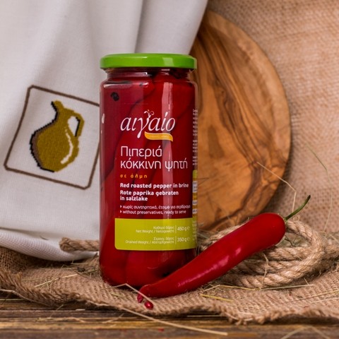 ПЕРЕЦ КРАСНЫЙ ПЕЧЕНЫЙ СЛАДКИЙ AIGAIO, ГРЕЦИЯ, СТ.БАНКА, 450Г
